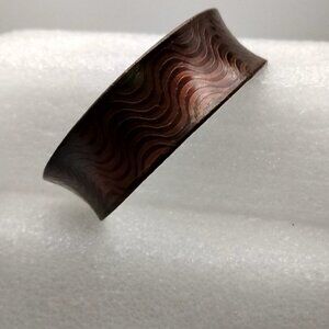 Textured Copper Etched Wave Design Wide Cuff Bracelet